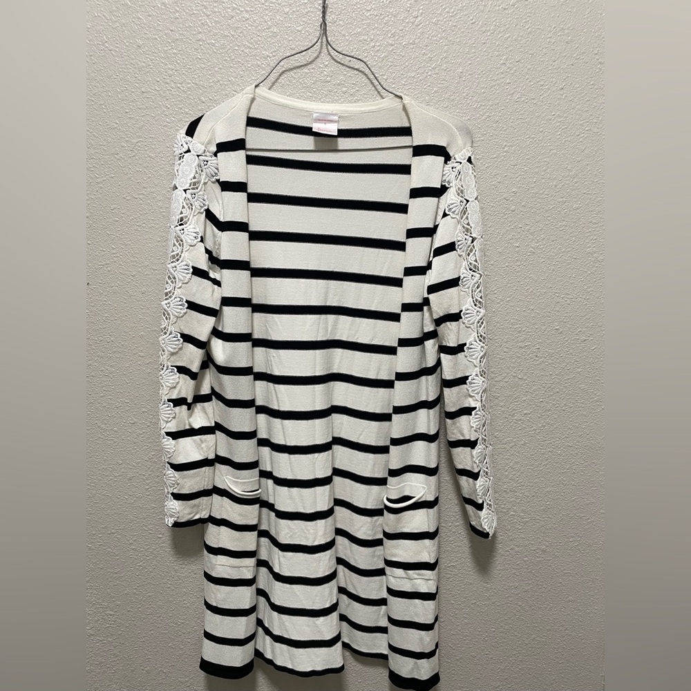Luna Black and White Striped Cardigan